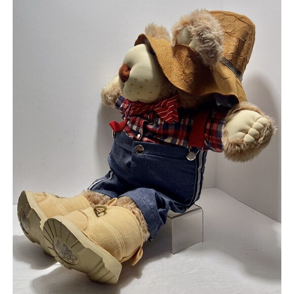 Vtg FurSkins Xavier Roberts Plush Stuffed Toy Bear Hat Boots Tie Plaid Shirt 20" - Picture 3 of 14
